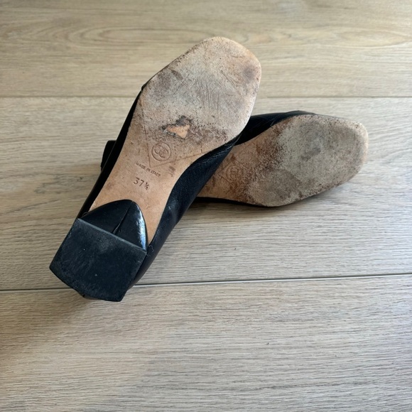 Vintage Chanel Leather Black Flats Shoes Pumps Size 37.5 - Picture 6 of 6